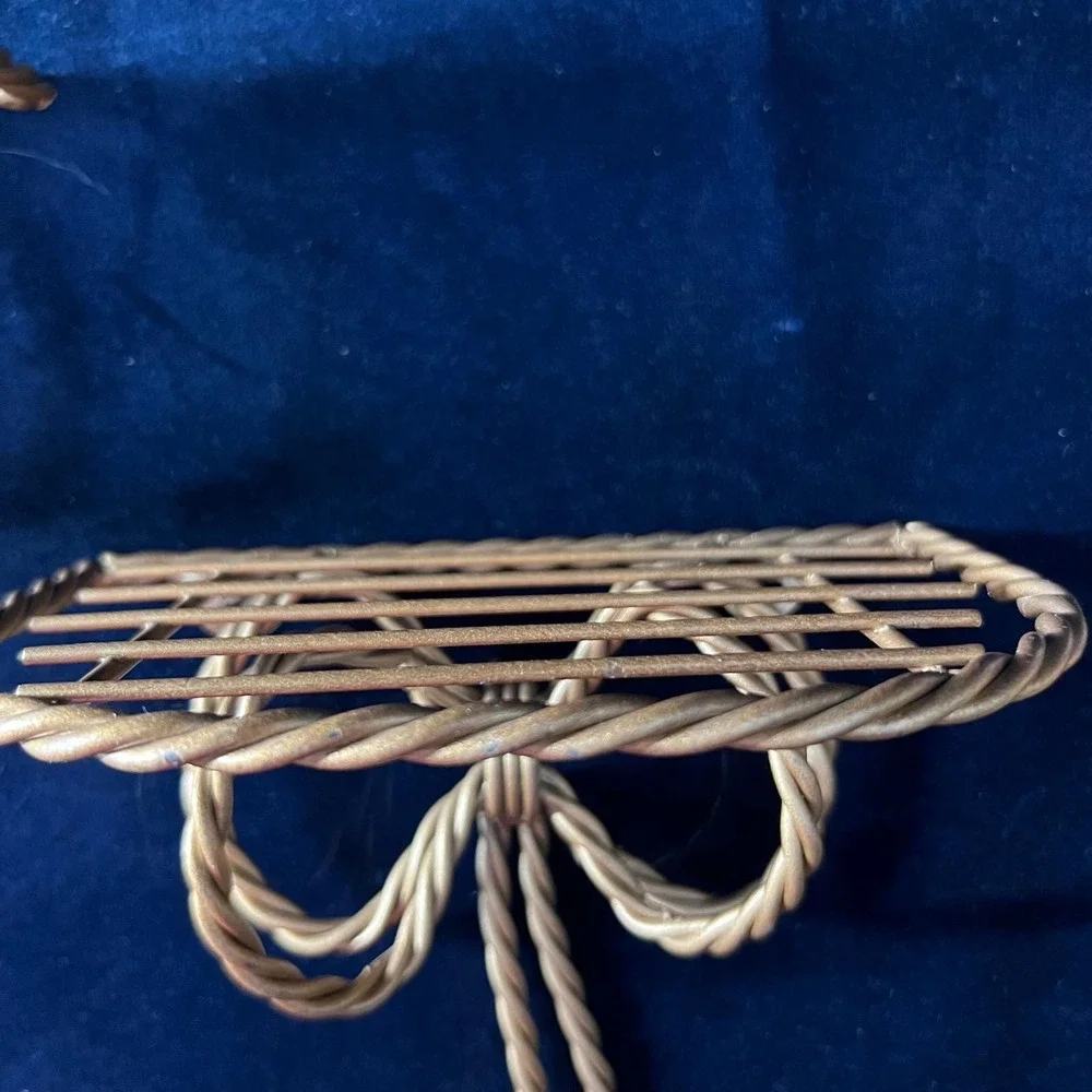 70s Vintage Pair of Hollywood Regency Gold Shelves with Tassles Grandma Cottage
